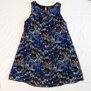 Stripe and Floral Printed sleeveless shift dress: black, blue, w…Size 20